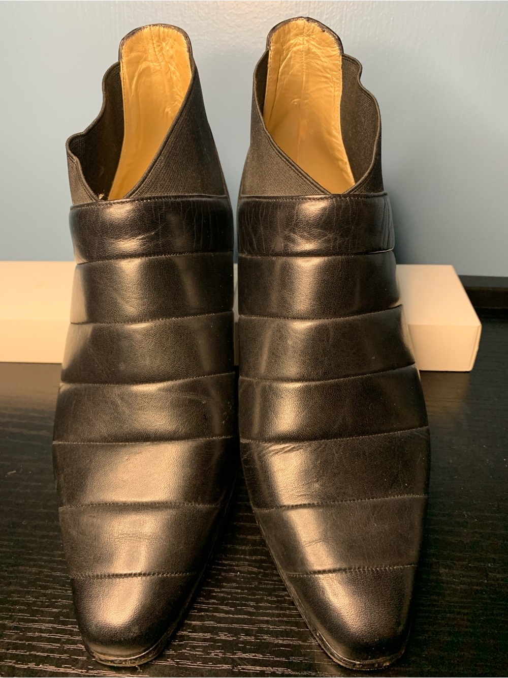 Women’s Olympic Vintage Italian Black Leather Slip-On Ankle Booties